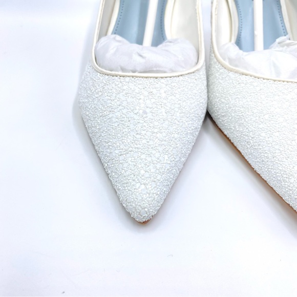 Nine West Womens Arlene White Glitter Point Toe Low Stiletto Heels Pumps Shoes 8 - Picture 5 of 16